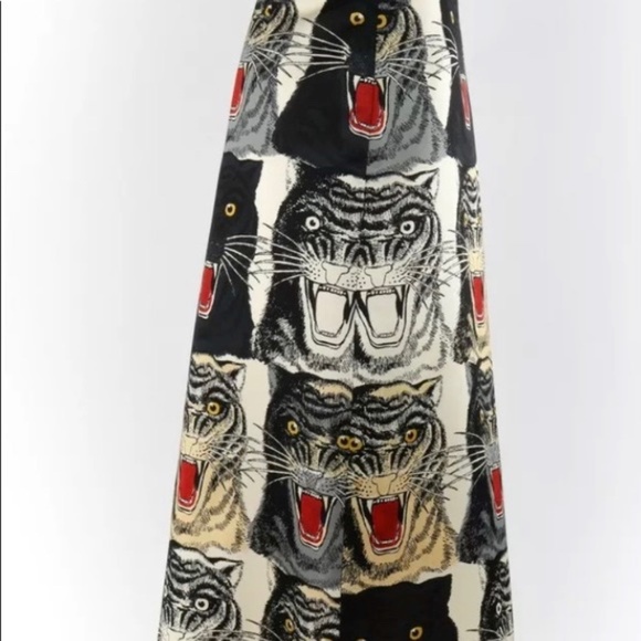 GUCCI Angry Cat Tiger silk midi skirt IT 42 - Picture 7 of 8